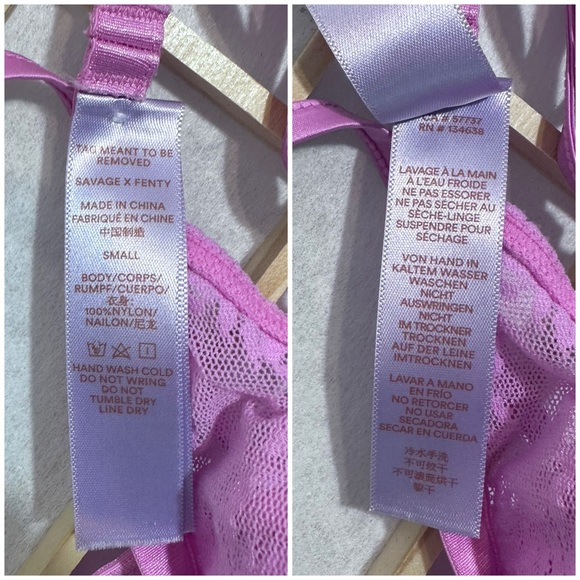 Savage X Fenty Pink Floral Lace Tie Back Bralette NWT [7050] - Picture 8 of 9